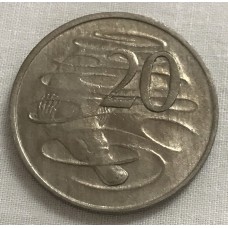 AUSTRALIA 1966 . TWENTY 20 CENTS COIN . PLATYPUS